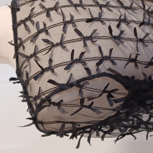 Zara black sheer stretchy long sleeve top bows all over bow decoration small - Picture 15 of 16